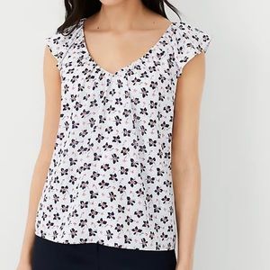 Ann Taylor Floral V-Neck Raglan Top